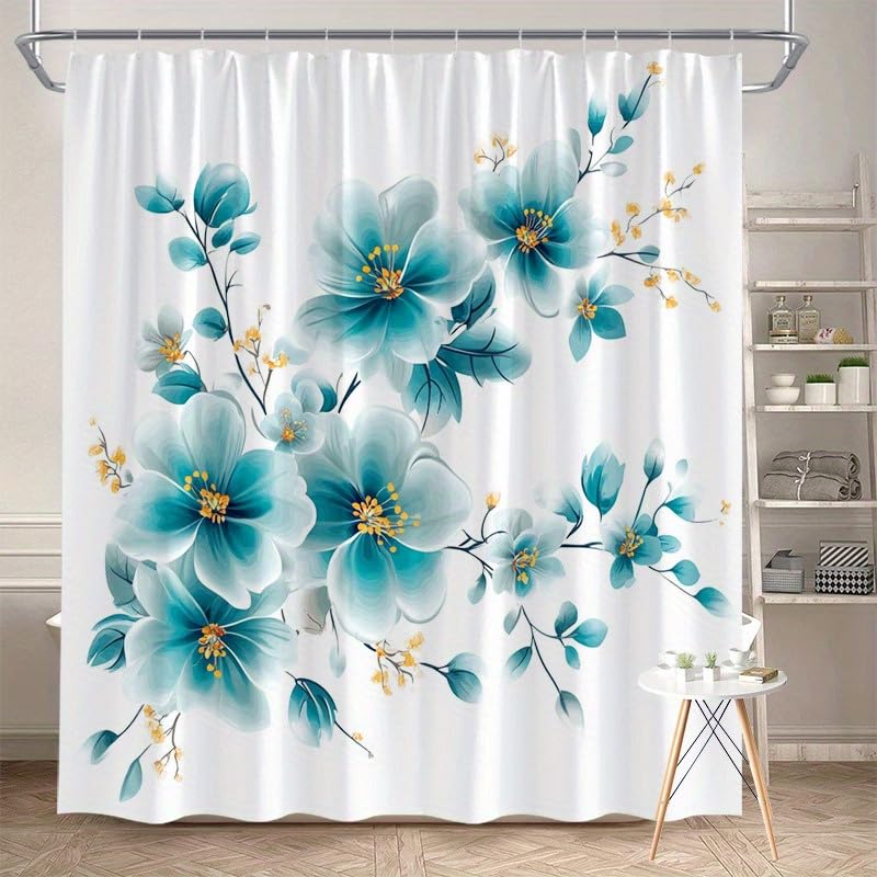 Rideau de douche anti-moisissure imperméable bleu turquoise