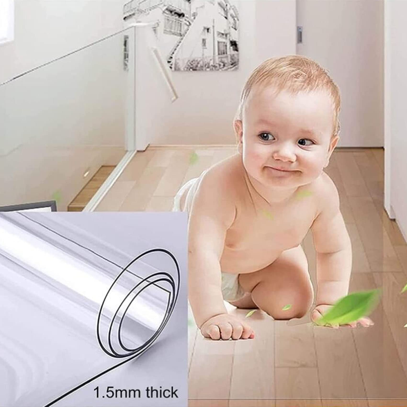 Tapis De Chaise Tapis Protège Sol Antidérapant,1,5mm,Tapis Plastique PVC, Tapis De Chaise De Bureau,Hall Chambre Plancher Transparent Tapis De Sol,pour Protection De Sols Durs,125/135/145/155/165cm De