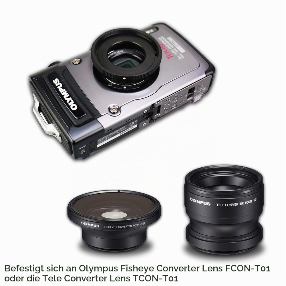 JJC Filteradapter Adapterring für Olympus Fish Eye Konverter FCON-T01, TCON-T01 zur TG-7 TG-6 TG-5 TG-4 TG-3 TG-2 TG-1 ersetzt CLA-T01 mit 40,5 mm UV Filter + Objektivdeckel