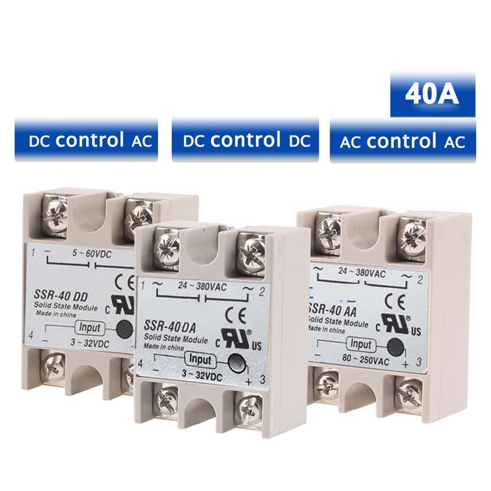 1 pz Relè a stato solido industriale SSR-40DA SSR-40AA SSR-40DD 40A(1pc Radiator only)