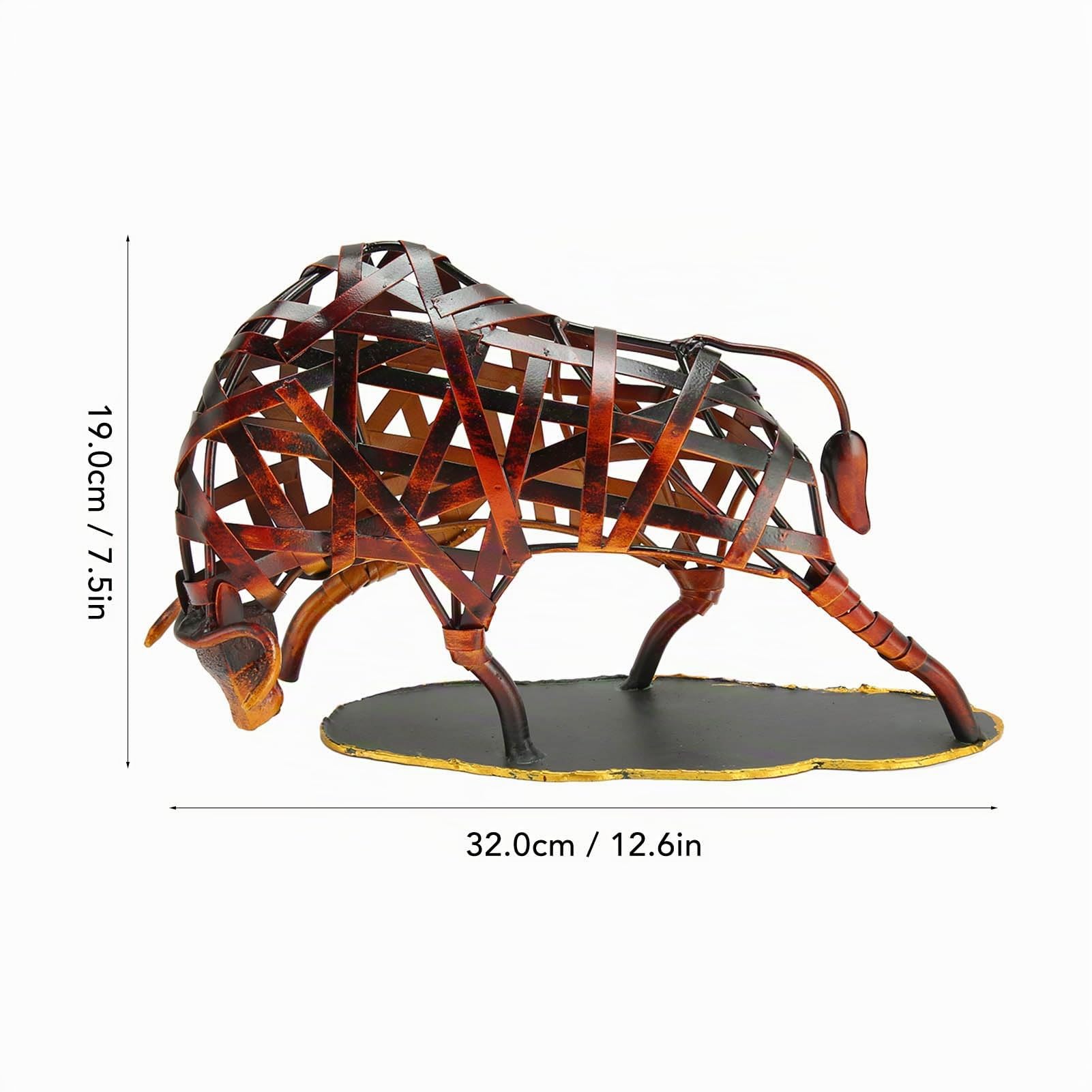 Statue De Taureau, Sculpture De Taureau De Wall Street en Métal, Style Rétro Creux, Sculpture décorative pour la Maison, Décoration De Table à Collectionner pour la Maison, Le Bureau