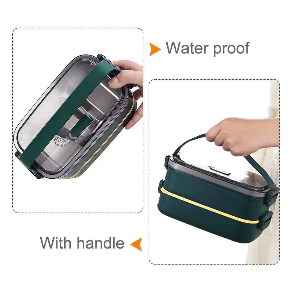 Boîte Bento 1100 Ml 2 Compartiments + Couverts Intégrés – Hermétique, Sans BPA, Micro-ondes & Lave-vaisselle OK – Idéale École, Bureau, Pique-nique