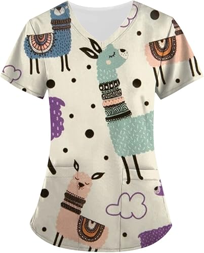 Cartoon Animal Print Women Short Sleeve V-Neck Tops Shirts for Women Sexy Casual Crop Top