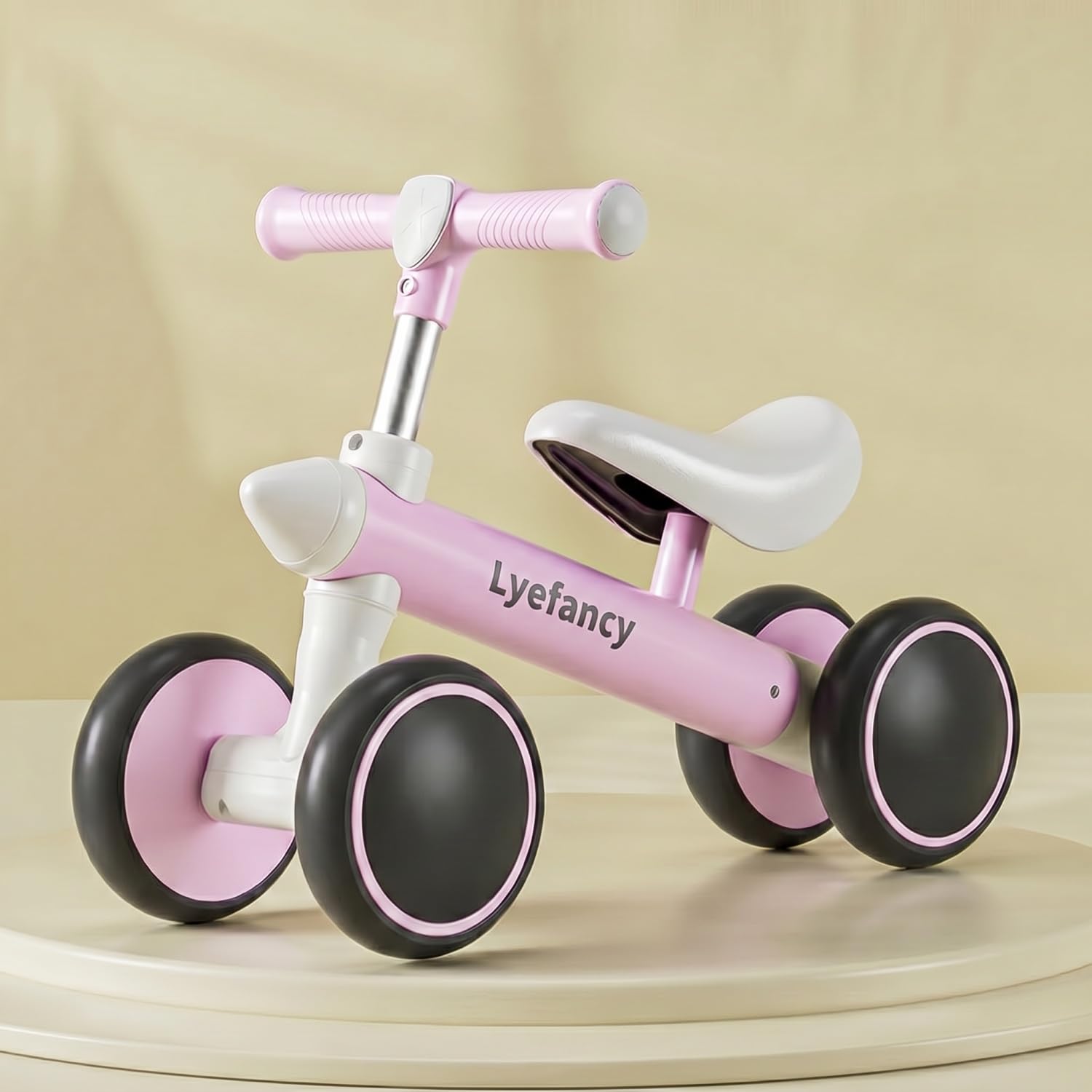 Lyefancy Balance Bike for 1-2 Years Old, Baby Ride-On Toys First Bike for Girls Boys, Toddler Balance Bike 4 Wheels Infant Bike, Baby Walker Bicycle Birthday Gifts for Toddlers(Pink)
