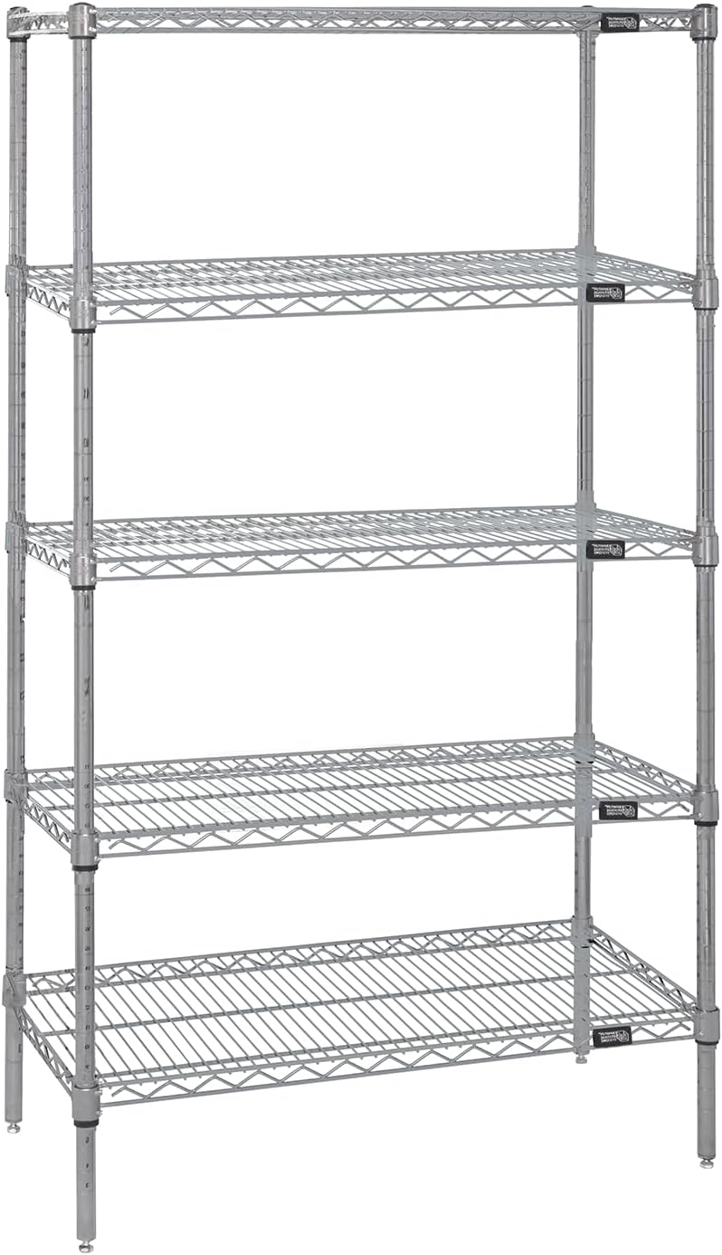 QUANTUM STORAGE SYSTEMS WR74-2124S-5 Starter Kit Wire Shelves Stainless Steel 5 Shelves 74" H x 24" W x 21" D