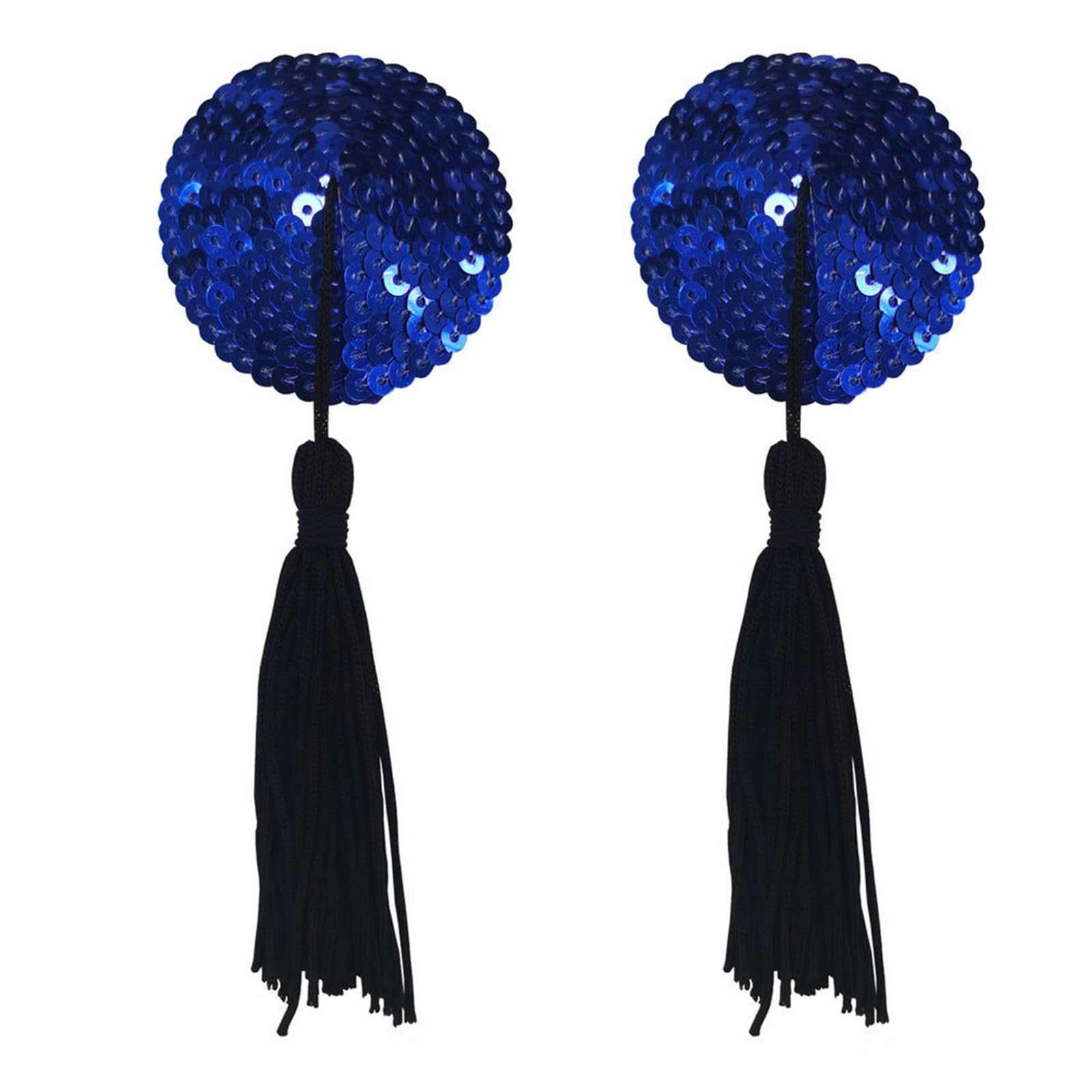 TAKOXIA Women Sequins Nipple with Tassels Reusable Adhesive Pasties Club Party Sparkling Breast Sticky Bras Pad