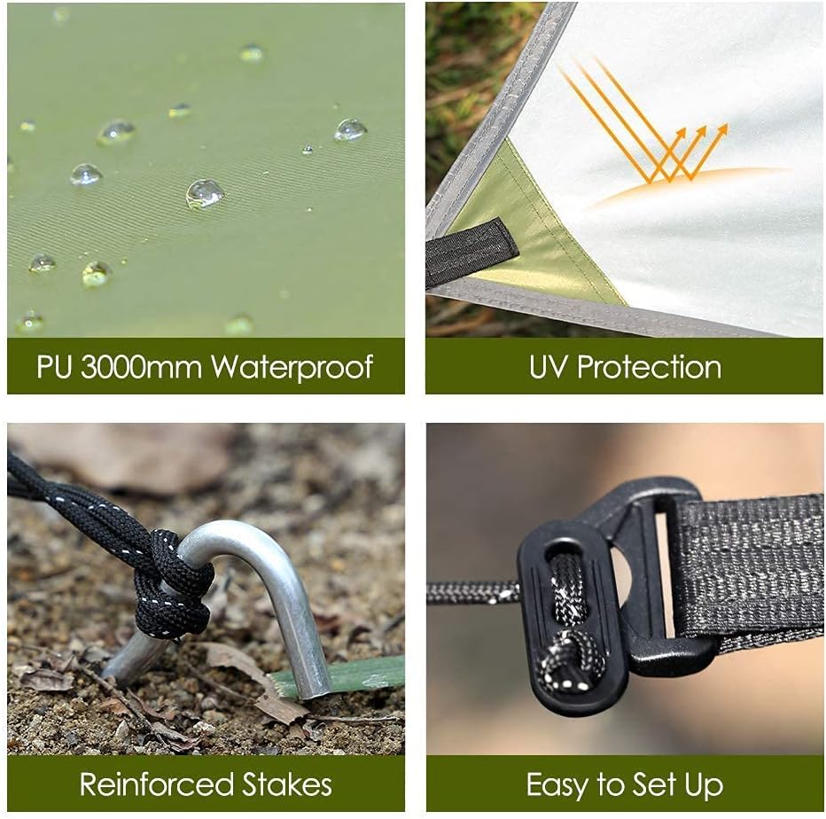 Hammock Rain Fly Tent Tarp Provides Effective Protection Against Rain, Snow. 32ft Long Ridgeline. Big 9.8x9.5ft Durable, Waterproof 210D Oxford. 6 Reflective Guy Lines, 2 Stuff Sacks. Easy Assembly : Sports & Outdoors