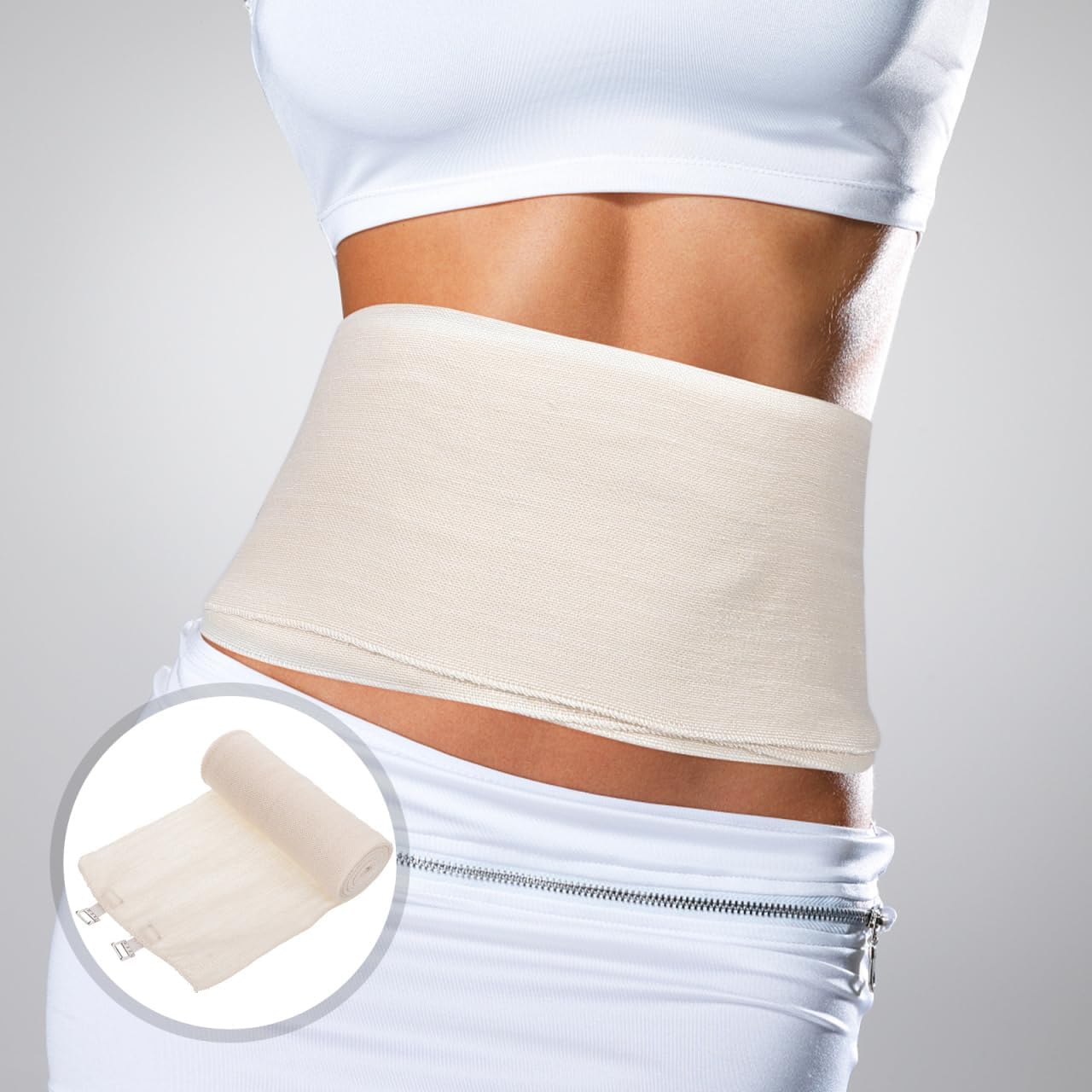OUNONA Cotton Postpartum Belly Bandage Wrap for Women Wide Elastic Abdominal Binder Maternity Waist Compression Support for Postpartum Recovery