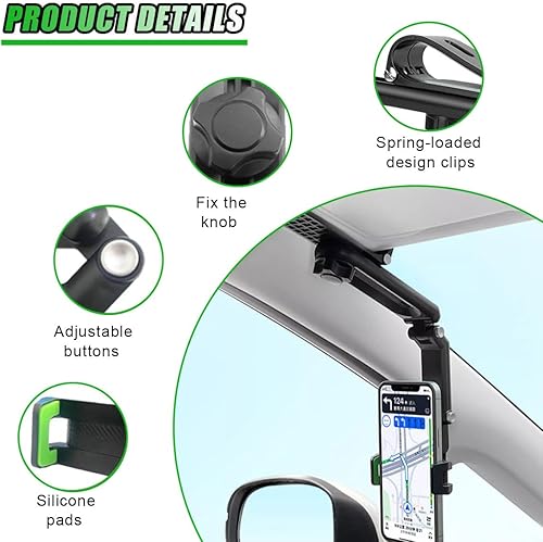 Miniatura 3 de Soporte giratorio de 360 para teléfono con visera solar para automóvil, soporte retráctil portátil para teléfono celular, visera universal para