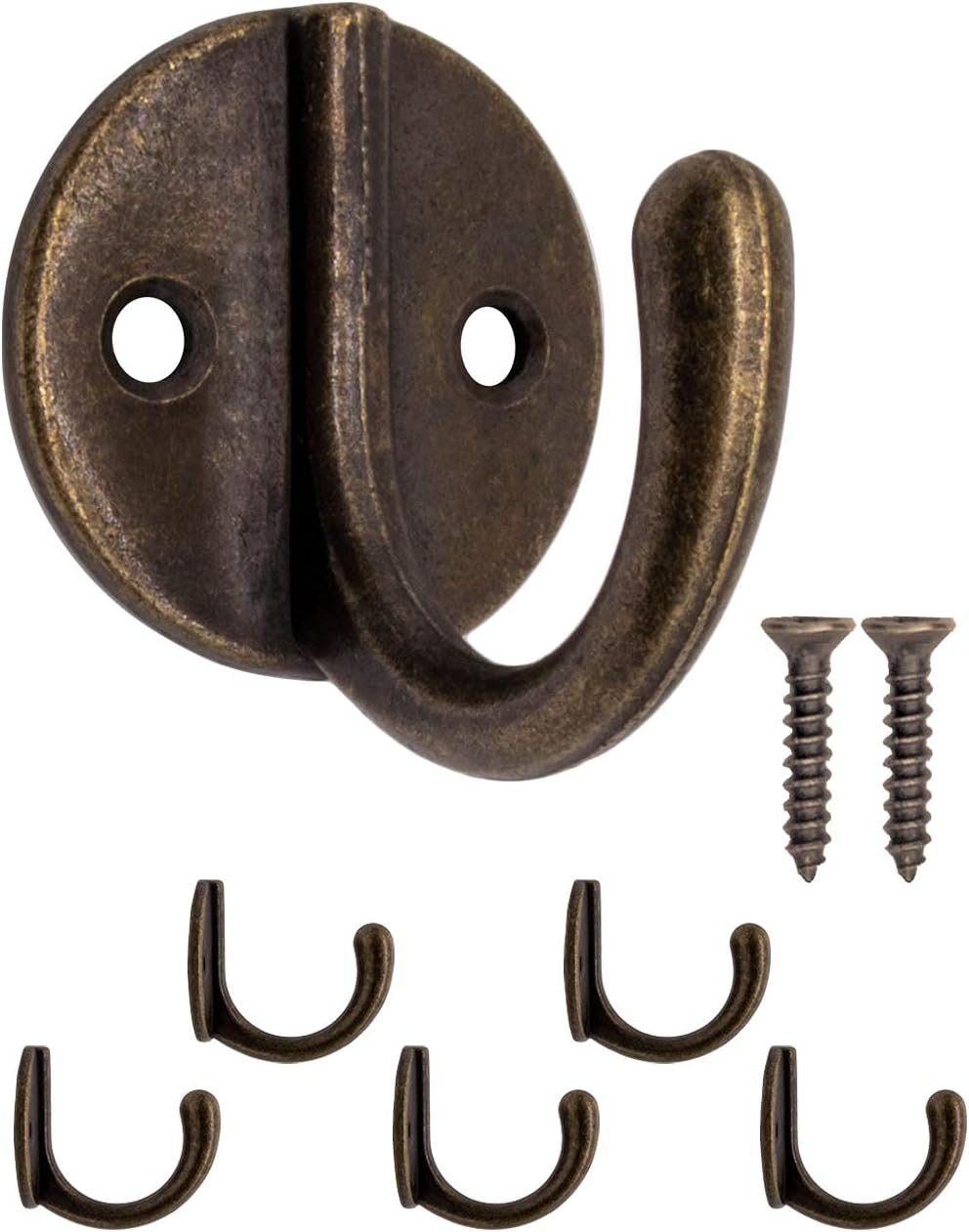 FUXXER 2x Handtuchhaken Aus Messing – Massiv, Gebürstete Bronze-Optik, 39x27 Mm, Versteckte Befestigung, Inkl. Dübel & Schrauben
