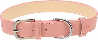 BUGUUYO Collar para Perro Ajustable de PU y Transpirable Cómodo y Antiahogo Color Rosa Sólido para Cachorros y Gatos Pequeños para Diario y Entrenamiento