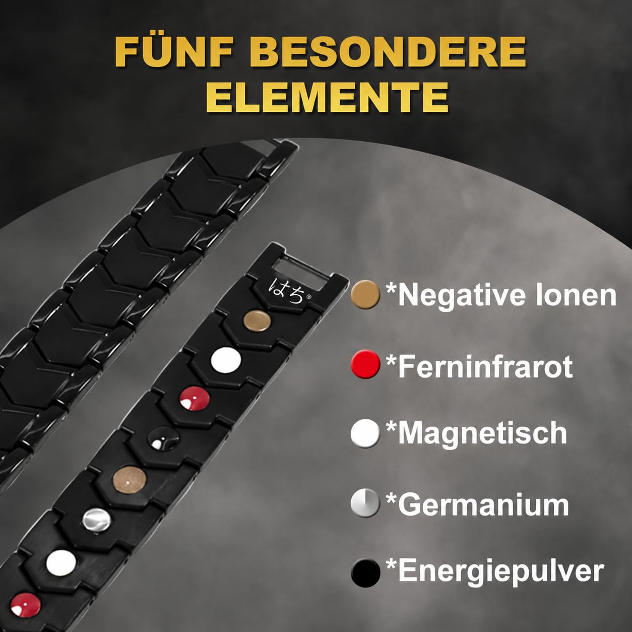HAQI Bracelet magnétique pour homme - Santé, énergie - Thérapie magnétique - Arthrite - En acier inoxydable