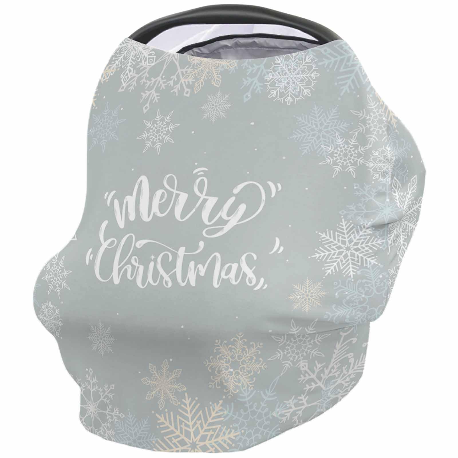 Nursing Cover for Breastfeeding Scarf, Various Snowflakes Merry Christmas Light Gray Baby Car Covers Super Soft Multi Use for Canopy Shopping Cart Cover Blanket Stroller Cover