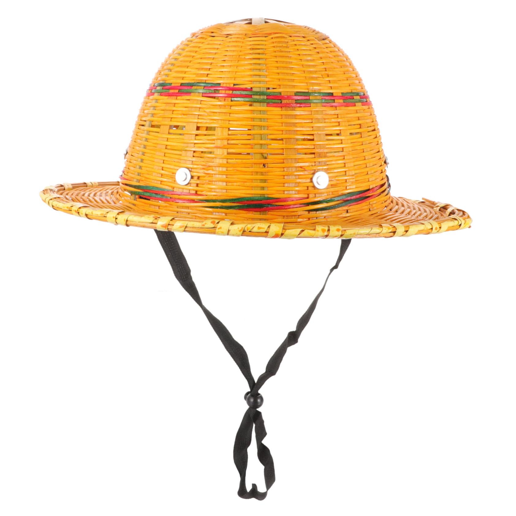 Bambus Schutzhelm Orange für Baustellen im Sommer mit Schirm | Atmungsaktives Bambusgewebe, Bequem Verstellbar, Kompakte Schutzkopfbedeckung mit Kurzer Krempe Zufällige Farbe