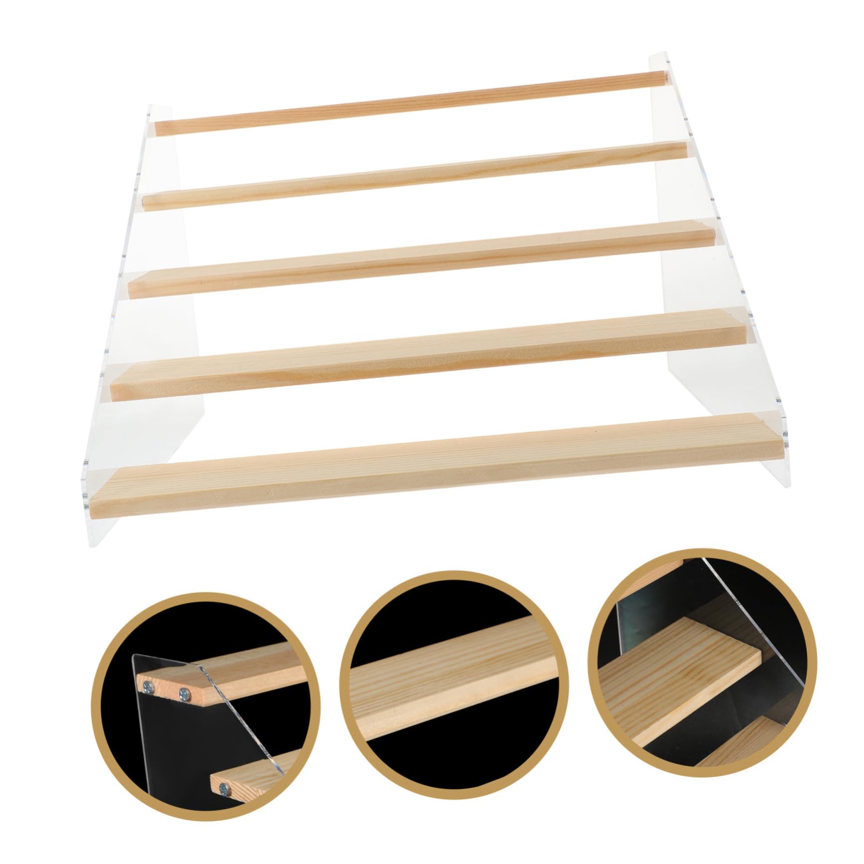 Présentoir de Collection en Bois à Cinq Niveaux, 30cm, pour Bureau