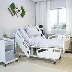 Cama Hospitalar Motorizada 1037.AS Para Idosos 9 Movimentos Elétrica com Elevação de Leito, Estrutura Reforçada - Luxo Segurança e Conforto