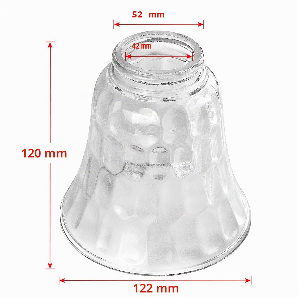 Skelang 4 paralumi in vetro da 42 mm, ricambio a forma di campana per ventilatore da soffitto e alcuni lampadari con viti (martellata)
