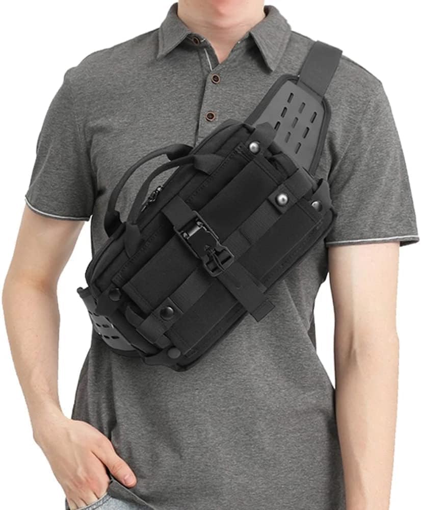 Marsupio Tattico da Uomo, Marsupio Sportivo da Esterno, Marsupio Impermeabile, Marsupio edc, Borse A Tracolla per Caccia, Campeggio, Escursionismo, Black