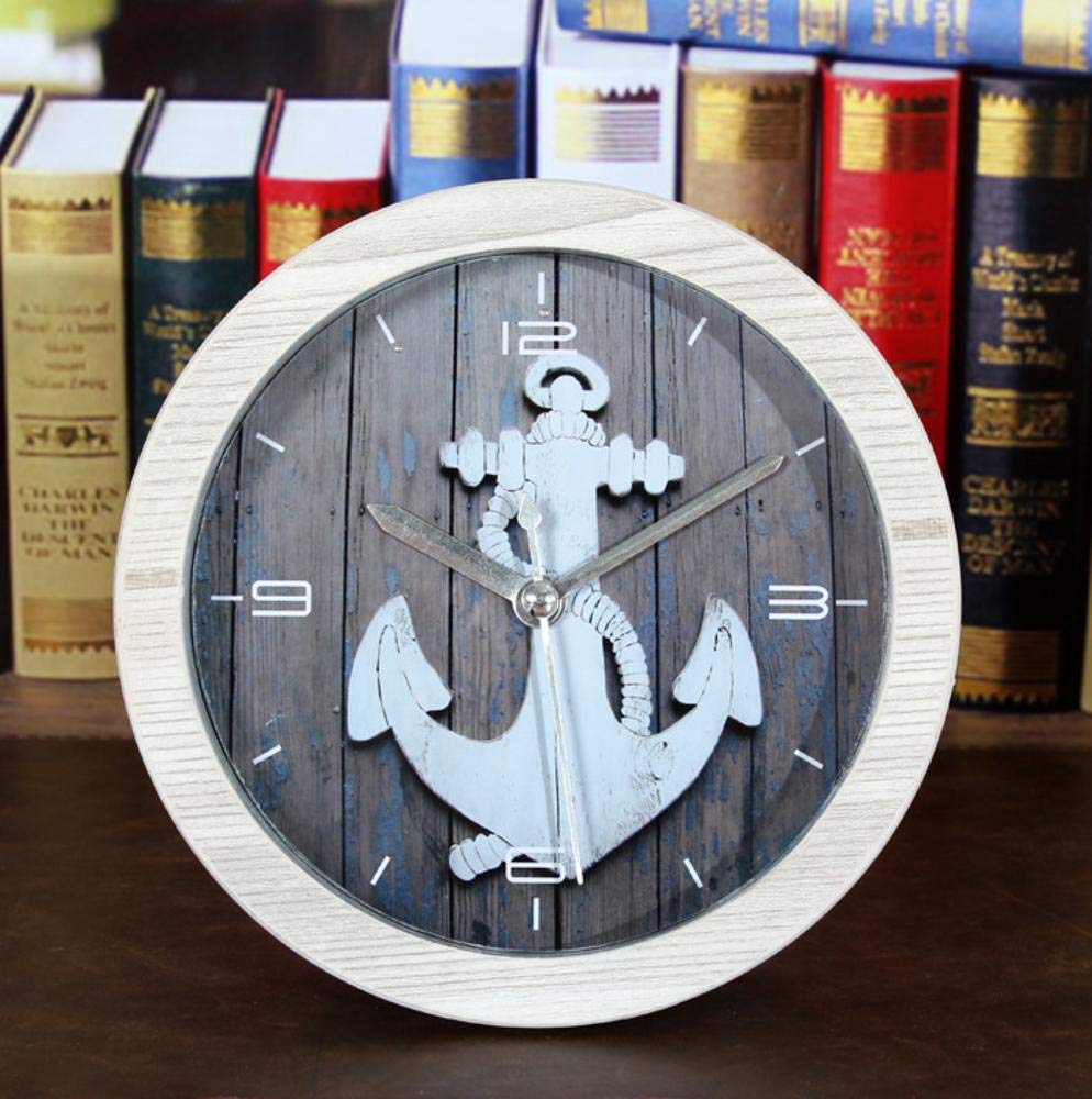 Mantel clocks Quartz Pendulum Clock,Retro do old rudder little clock fashion creative sailor wood clock 12 * 12cm Joys (Color : A)