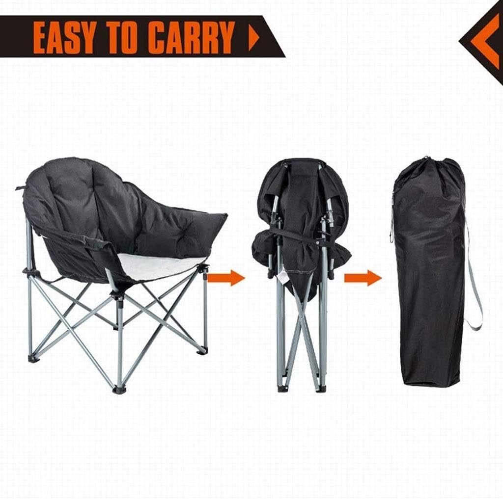 Saucer Camping Chair Cup Holder Iron Frame Folding Padded Round Portable
