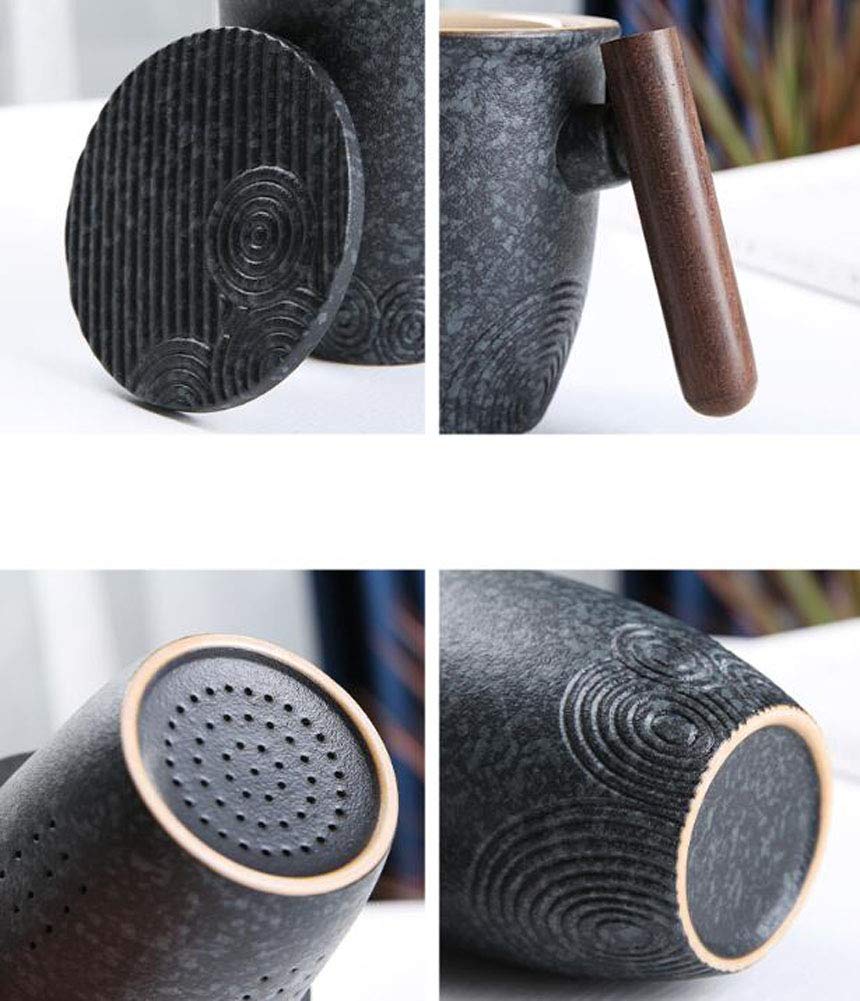 Maya Star Tasse à thé avec couvercle et filtre à eau en céramique, filtre à thé en céramique filtré tasse de séparation de thé