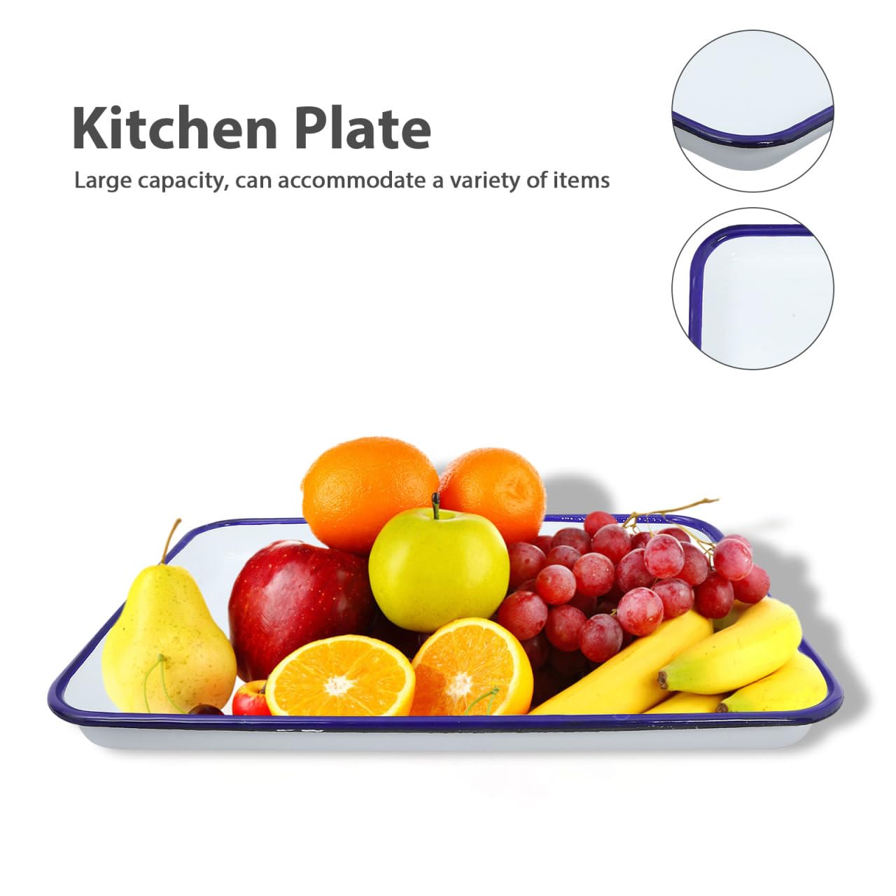 ULTECHNOVO Vassoio da Portata Rettangolare in Porcellana Smaltata Bianco 15.55X11.81X1.18 Pollici Vassoio per Antipasti Pane E Snack Cucina Laboratorio