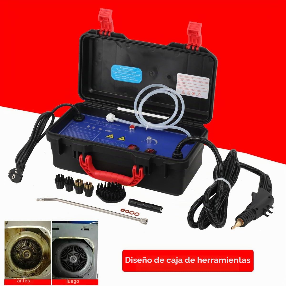 Limpiador de vapor de alta presión, portátil, de alta temperatura, vapor de alta presión, máquina de limpieza para el hogar, 3000 W, 220 V, 100-120 °C, para cocina, baño, suelo, paredes,