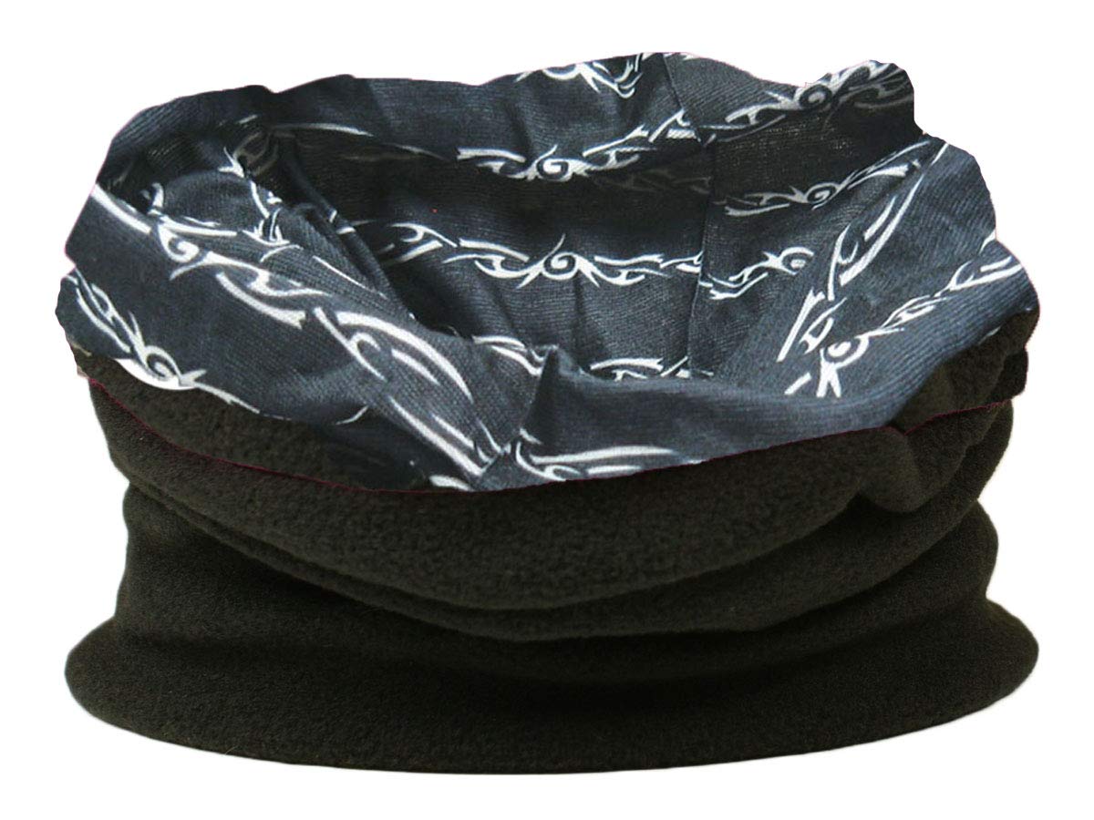 Rockjock Men's Barbed Chain Black & White Multifunctional Snood For Scarf, Hat, Neck Warmer, Hood, Balaclava With Fleece Section (Barbed Chain Black & White)