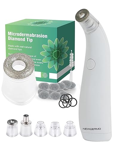 NEWDERMO Máquina de microdermoabrasión 2 en 1 para facial, dispositivo de microdermoabrasión de diamante recargable por USB (blanco) con punta de