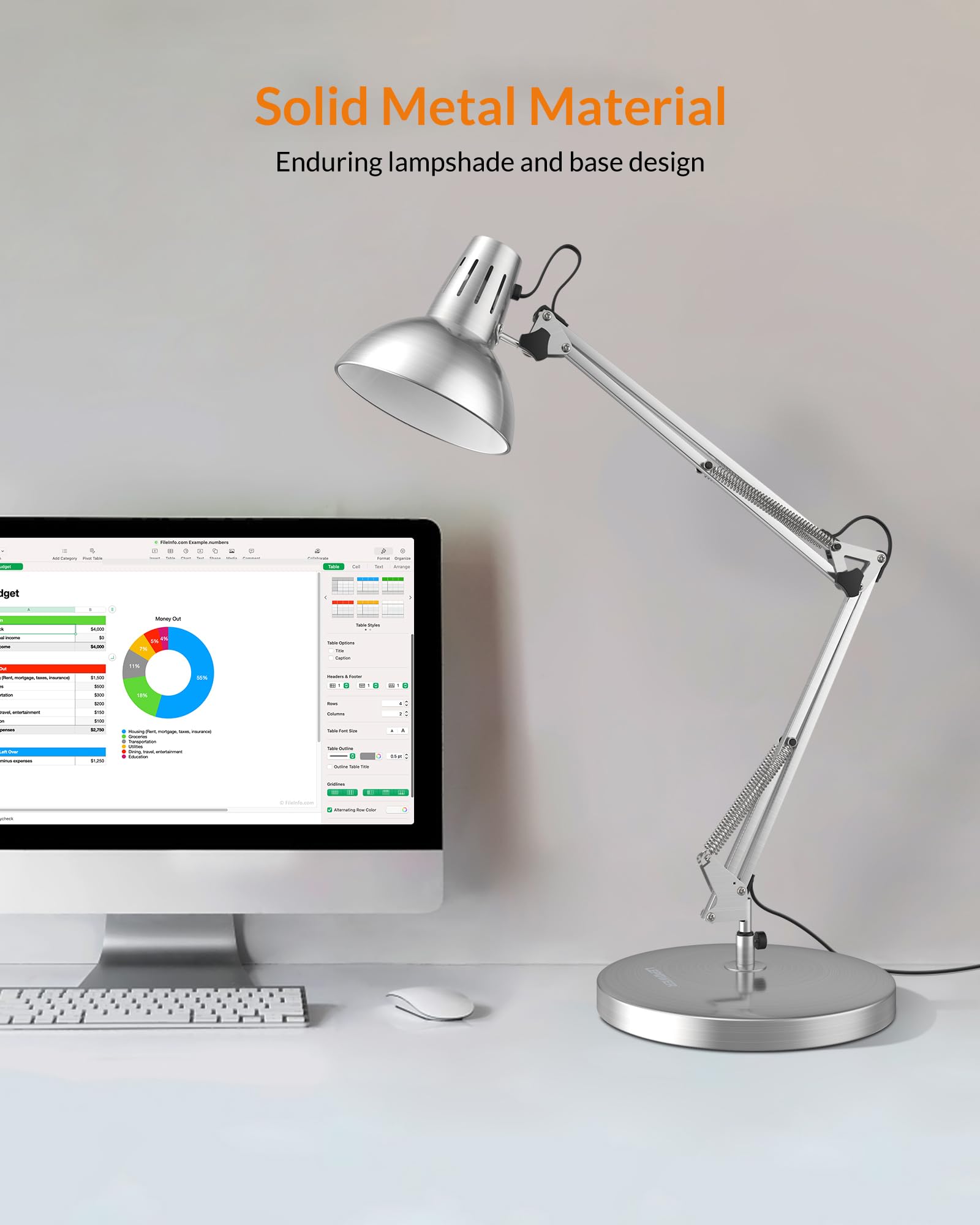 ANNAITE LED Desk Lamp, Metal Desk Light 14W 1200LM, Best Task Lamp For