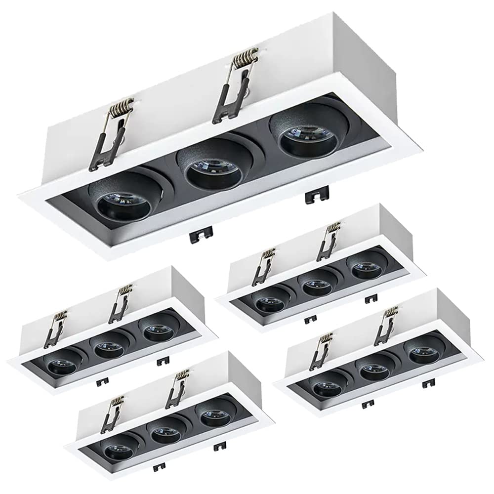 GTHTUHFD 15W/21W/30W Multiple Gimbal Recessed Downlight Retrofit Spotlights 5Pack,3 Heads Rotation Can Lights Rectangle Eyeball Ceilling Potlight,3000K/4000K/6000K Selectable,7w*3-4000k