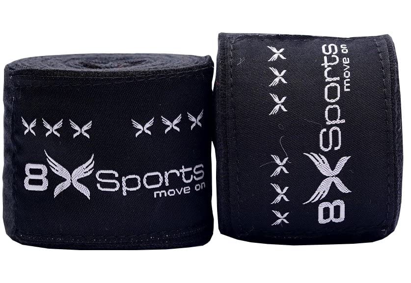 8Xsports Boxing Hand Wraps Inner Gloves for Boxing Wraps set - 4.5m Elasticated Thumb Loop Bandages Men Women Under Mitts Boxing Wrist Wraps Protection, Muay Thai MMA Kickboxing