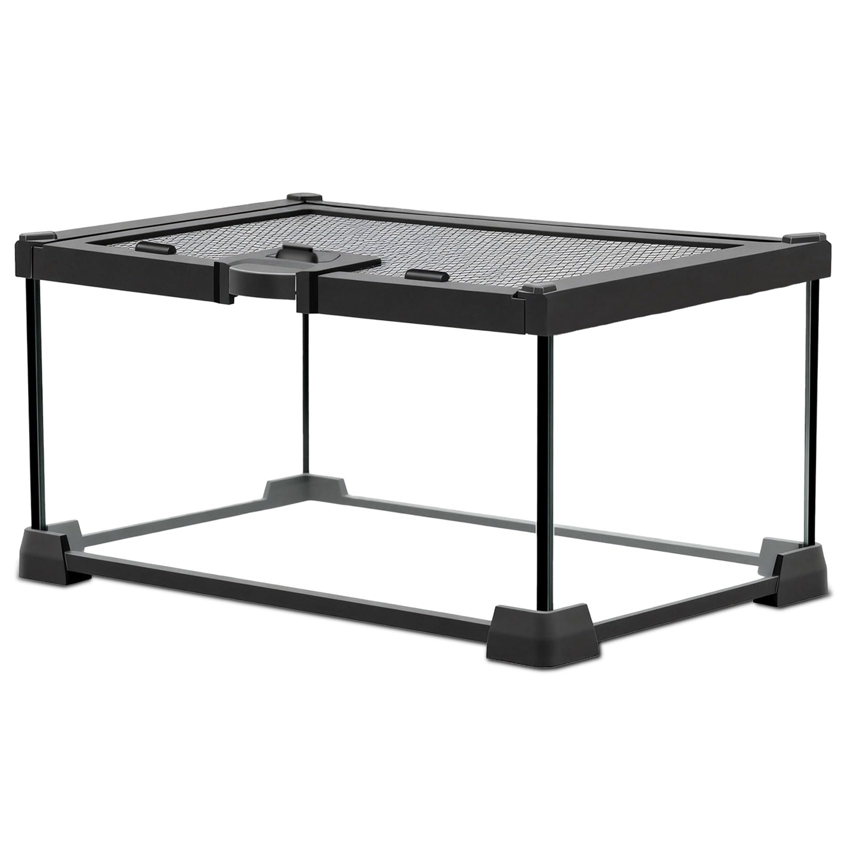 Mini serbatoio di vetro per rettili, 30,5 x 20,3 x 15,2 cm, coperchio in rete con apertura superiore con fermo, vista chiara a 360°, recinzione ventilata per ragni saltatori, tarantole, isopodi e rane