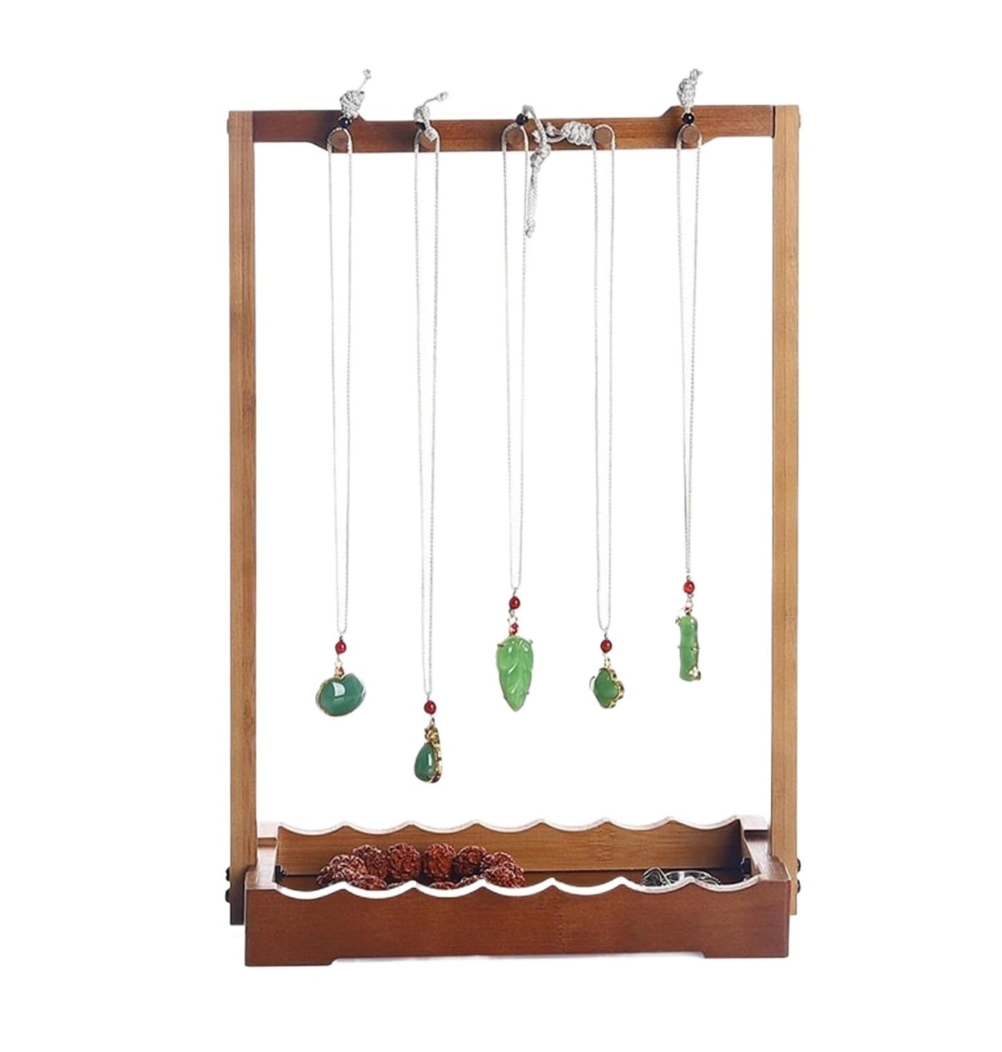 CVdrtyED Vanity Jewellery Stand Display Jewelry Organizer Necklace Display Stand Storage Rack With Wood Tray Photography Props