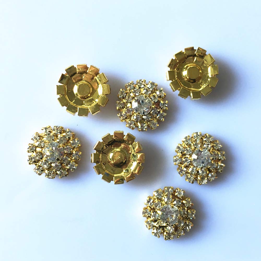 Silver Tone Clear Crystal Rhinestone DIY Embellishments Flatback Buttons Hair Accessories Decors