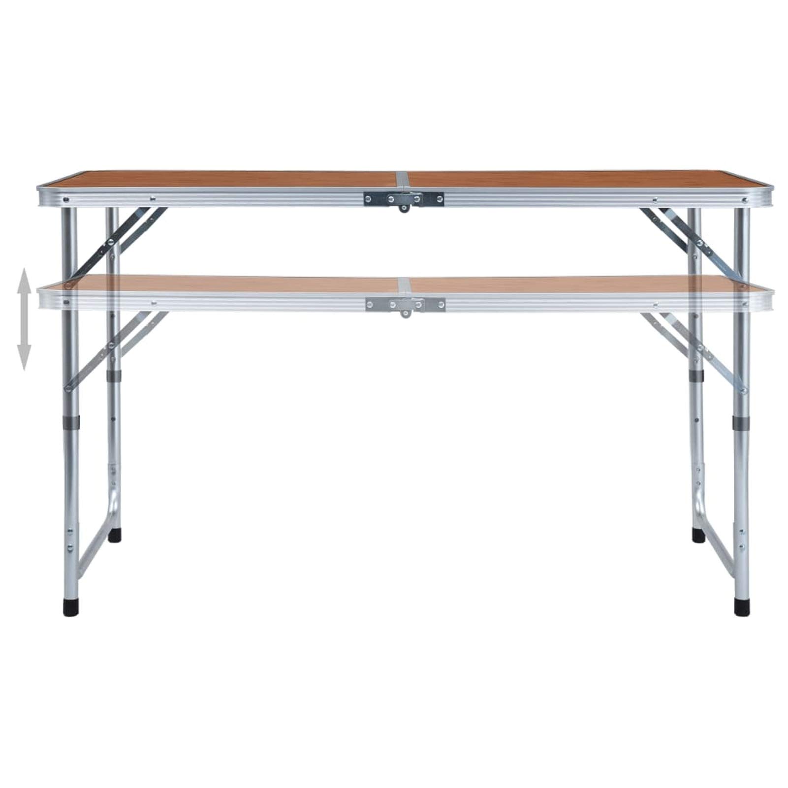Klappbarer Campingtisch, Klapptisch, Camping Tisch, Tapeziertisch, Balkon Klapptisch, Beistelltisch, Campingmöbel, Aluminium 120 x 60 cm