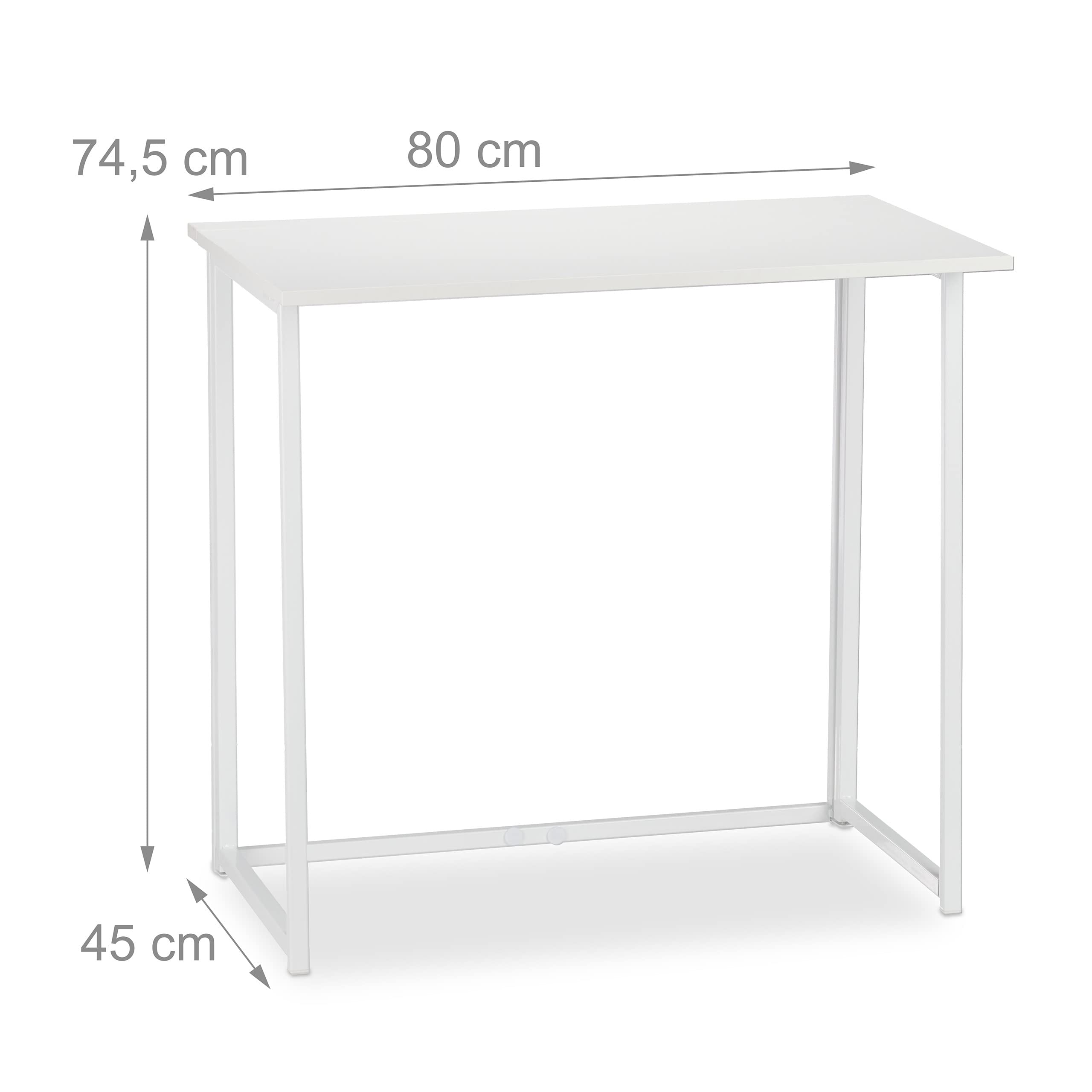 relaxdays Scrivania Ufficio Salvaspazio, Tavolo richiudibile Cameretta, 74,5x80x45cm,Bianco, 5 x 80 x 45 cm