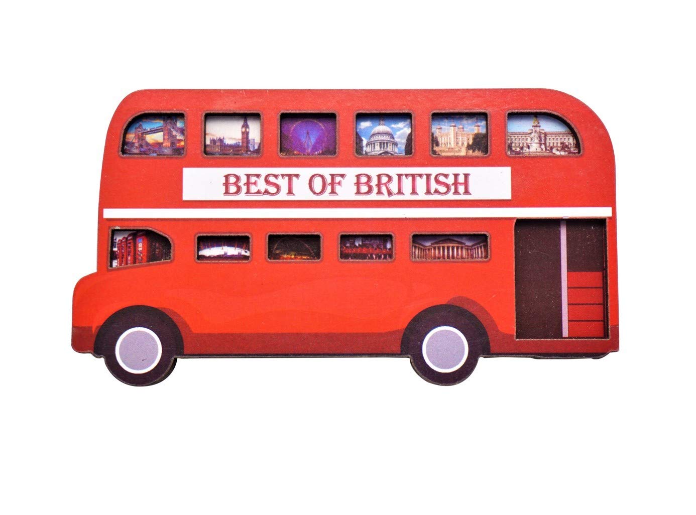 London Bus Shaped Fridge Magnet with London Icons Pictures
