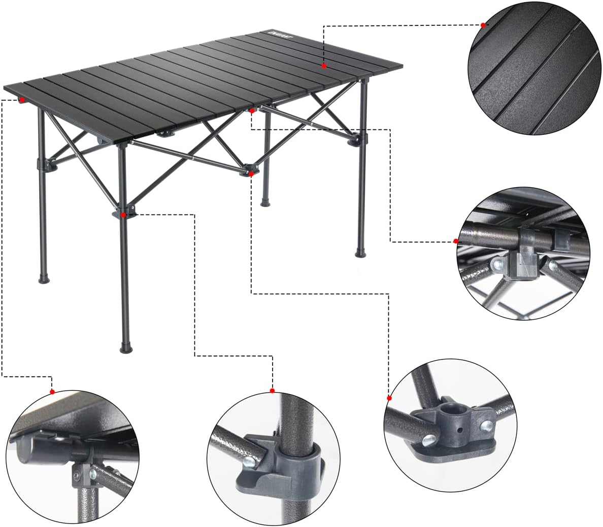 ENAVANT Large Camping Table: 360 lbs Support, Tool-Free Assembly