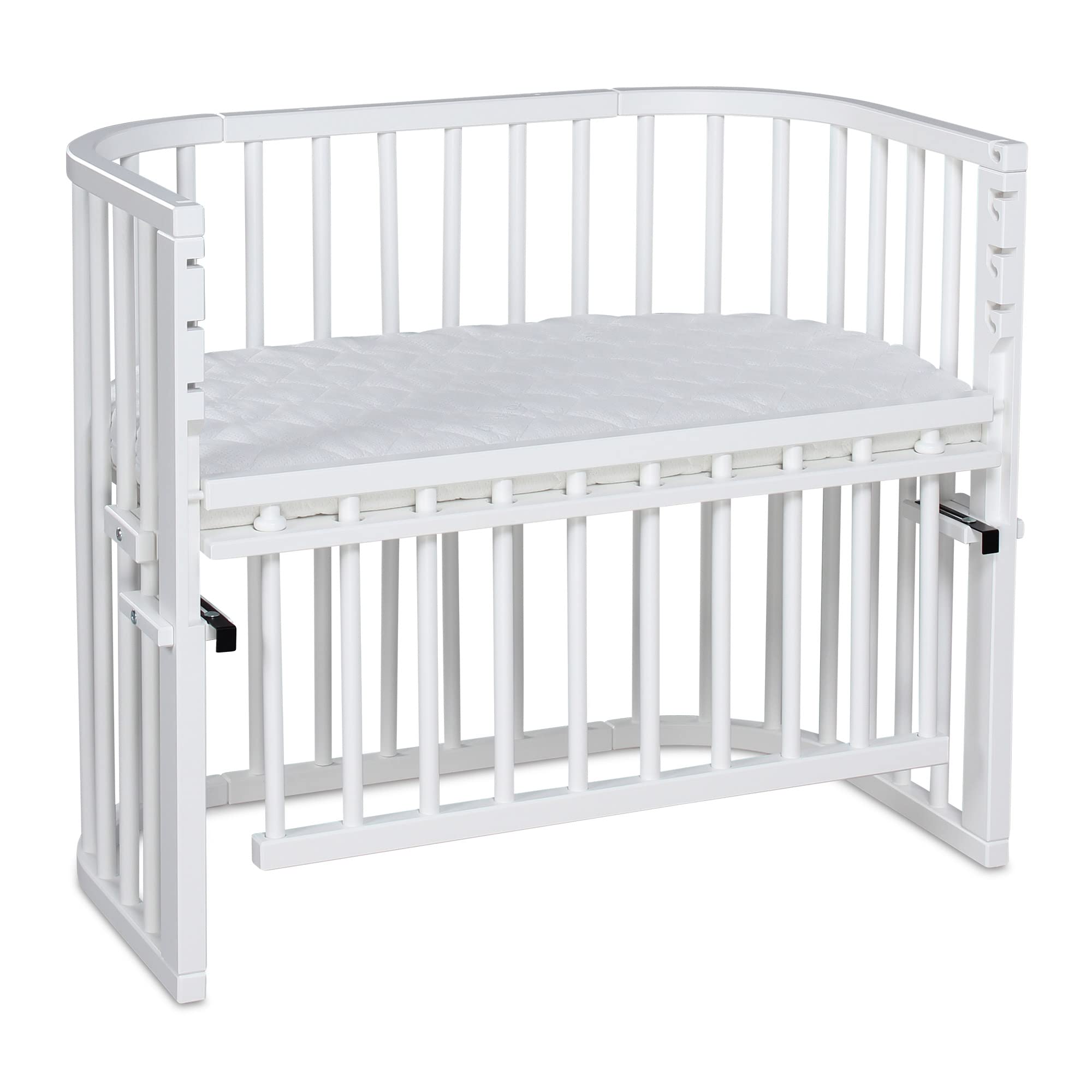 babybay Maxi Comfort Plus Beistellbett, weiß lackiert mit Matratze Classic Cotton Soft