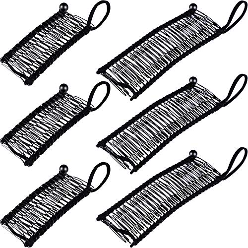 6 Pieces Banana Hair Clip Banana Hairpin Comb Large Vintage Banana Clip Ponytail Holder Comb for Women Girls Hair Accessory (Black)