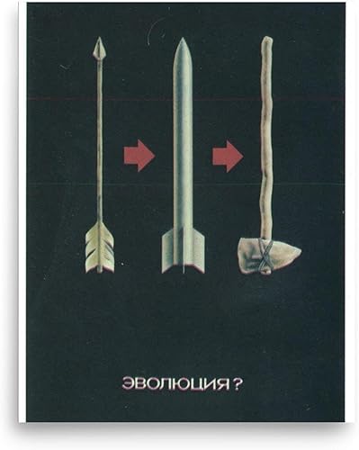 Soviet Anti-Nuke Poster Print Evolution 1970s Vintage Propaganda Wall Art Retro Cold War Decor - 8x10 inches