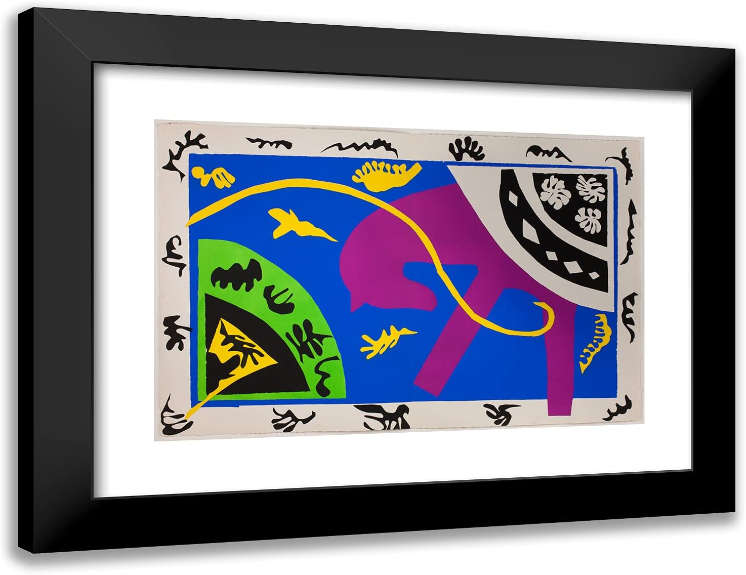 ArtDirect Henri Matisse 24x18 Black Modern Framed Art Print Titled Horse, Rider, and Clown, from Jazz