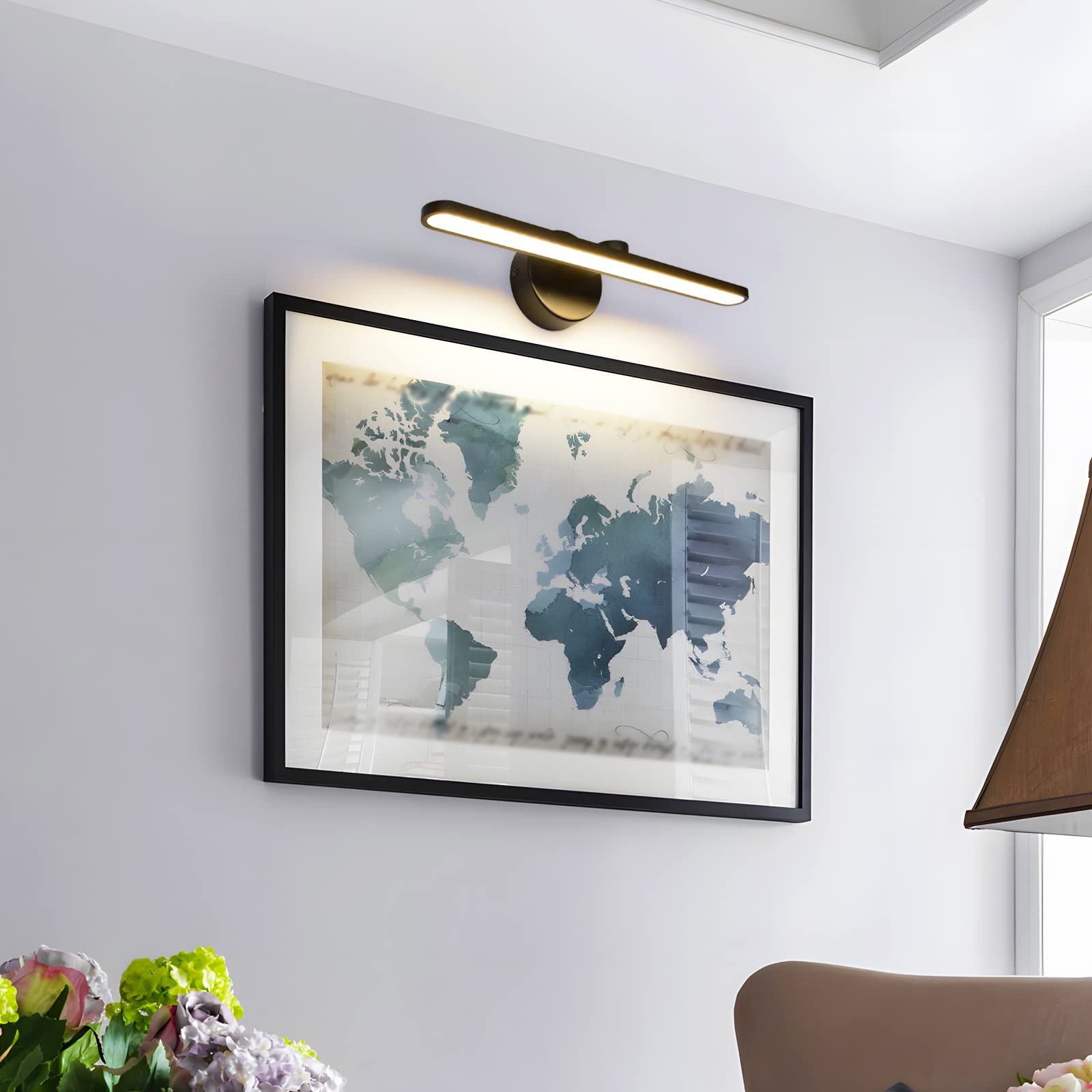Lampada da Specchio per Bagno 40cm 12W LED Nero Luce a Parete Murales con 3000K Applique per Specchio e Armadio Illuminazione per Camera e Corridoio