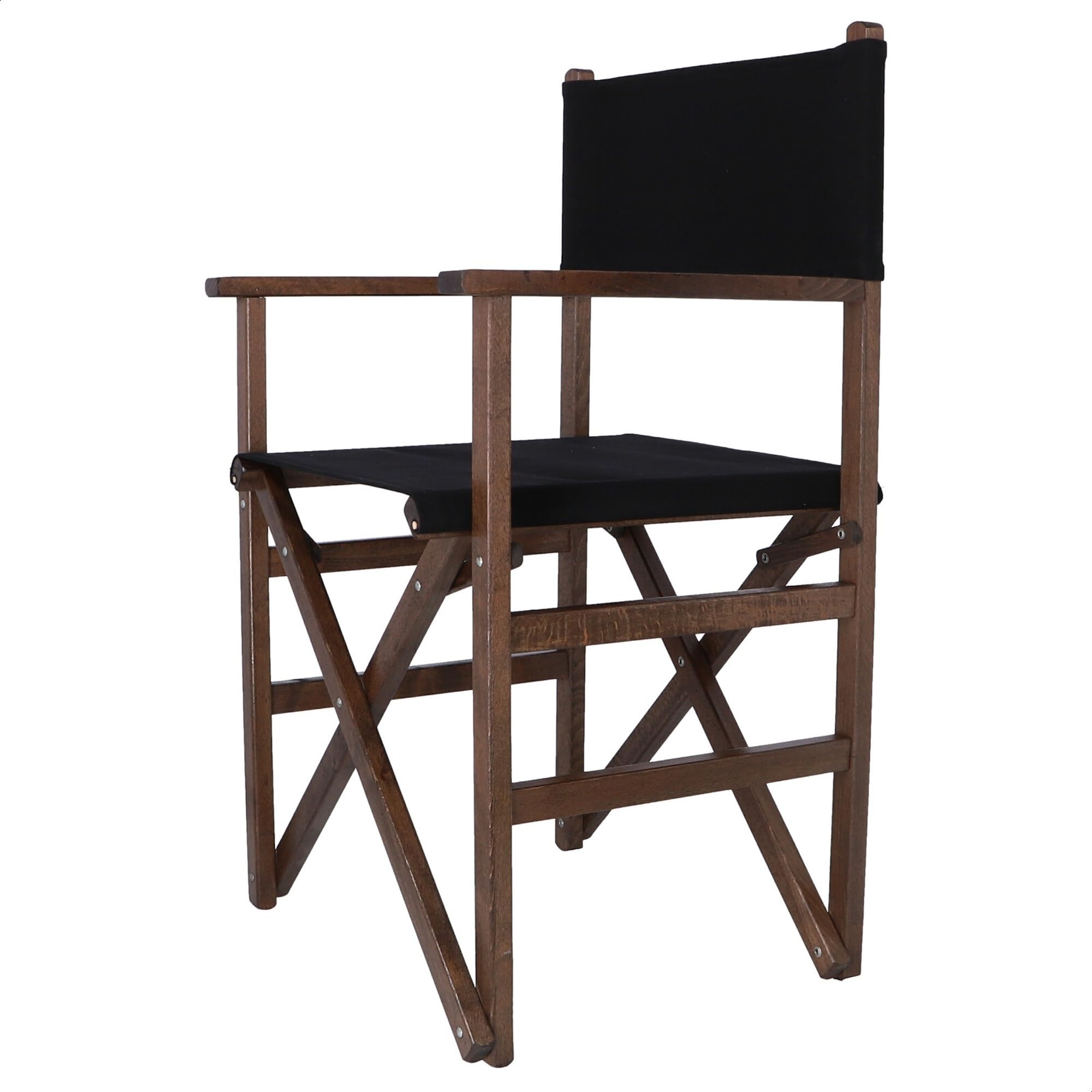 Silla de Director de Madera Nogal con Lona de Color Negra