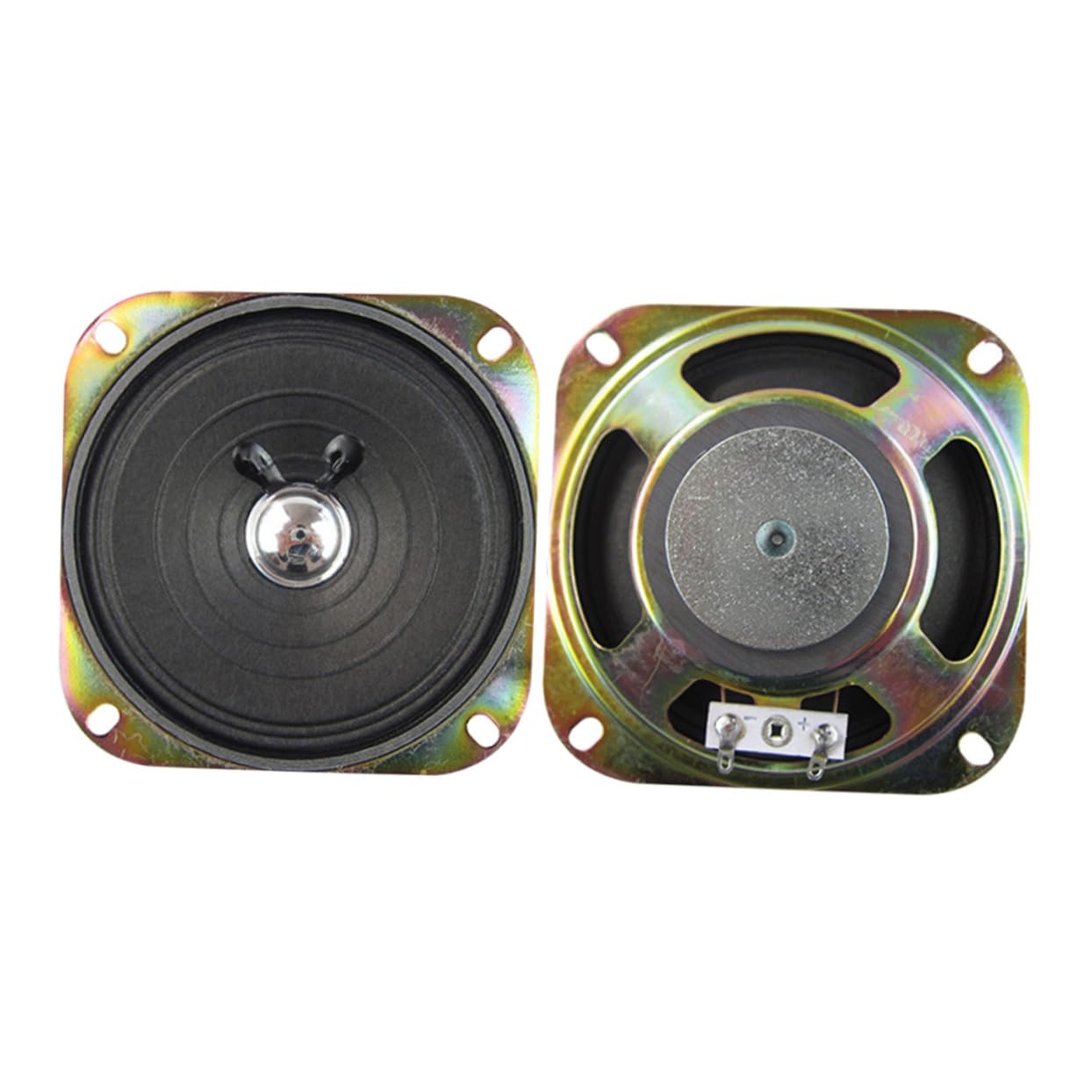 Lurrose 2Pc Full Range Electronic Organ Speakers Square Loudspeaker for Outdoor Broadcast Basket Design Easy Push Terminal Connection Compatible