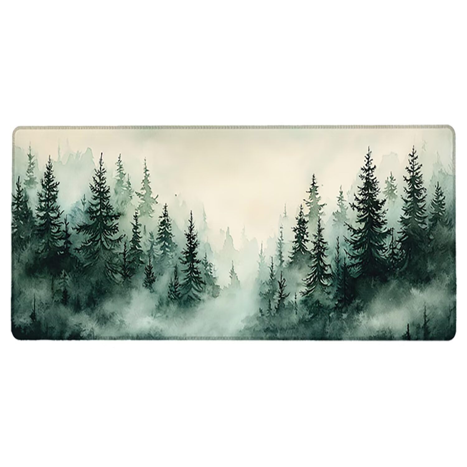 Podkładka pod mysz do gier XXL - 1600x800x3mm - leśna duża antypoślizgowa mata na klawiaturę biurową ze zszytymi krawędziami, duża podkładka pod mysz do gier w biurze i domu, poprawia prędkość-36315