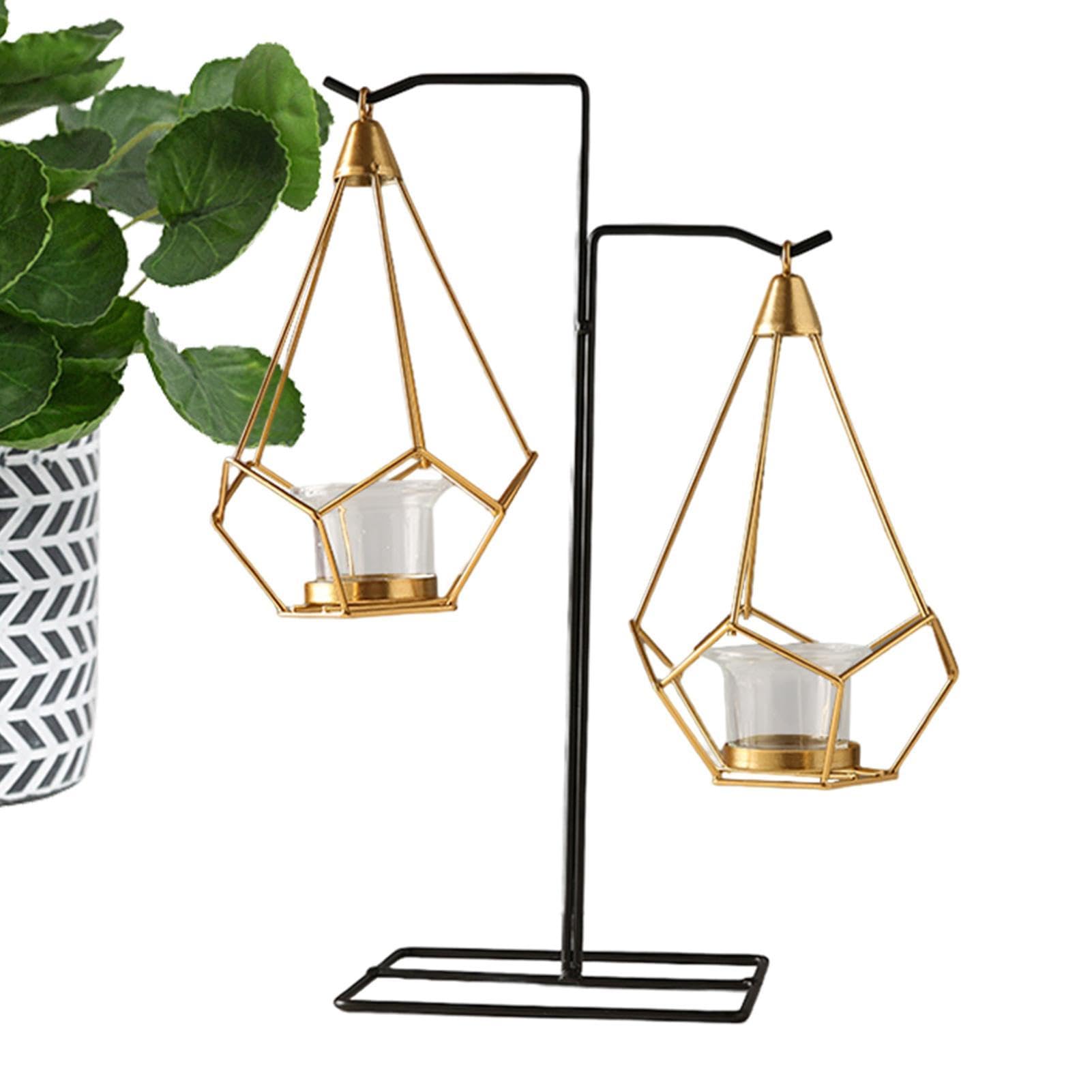 Suspended Candlestick Holder - Ceiling Mounted Candles Stand, Hanging Lantern Sconce | Geometric Metal Basket Candle Holders, Iron Hangings Basket Lantern Metal Candlesticks Cup for Patio Tree Window