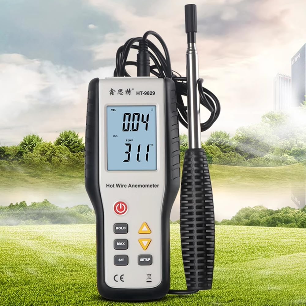 Medidor Digital de Velocidad del Flujo de Aire de Alta Precisión, Anemómetro Térmico Portátil, Anemómetro de Hilo Caliente para Conductos