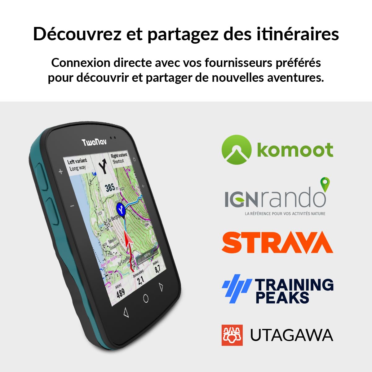 TwoNav Terra (32 Go) + Carte 5 Dalles de France IGN Top25, GPS de Sports avec écran Large 3,7 Pouces pour Montagne, randonnée, VTT, vélo